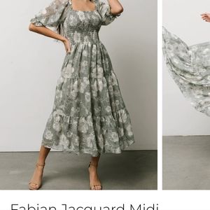 Baltic Born Fabian Jaquard Midi Dress Small Dusty Sage